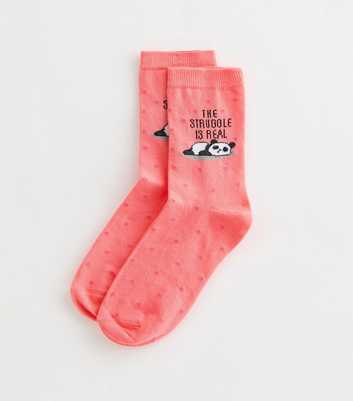 Coral The Struggle Is Real Sleeping Panda Ankle Socks