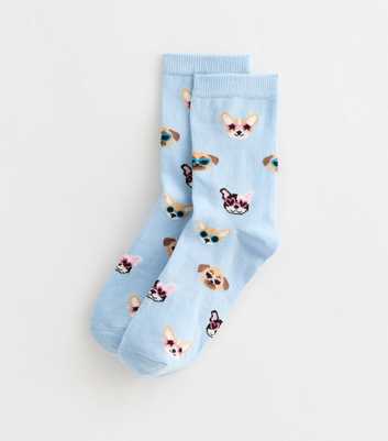 Blue Dog Illustration Socks