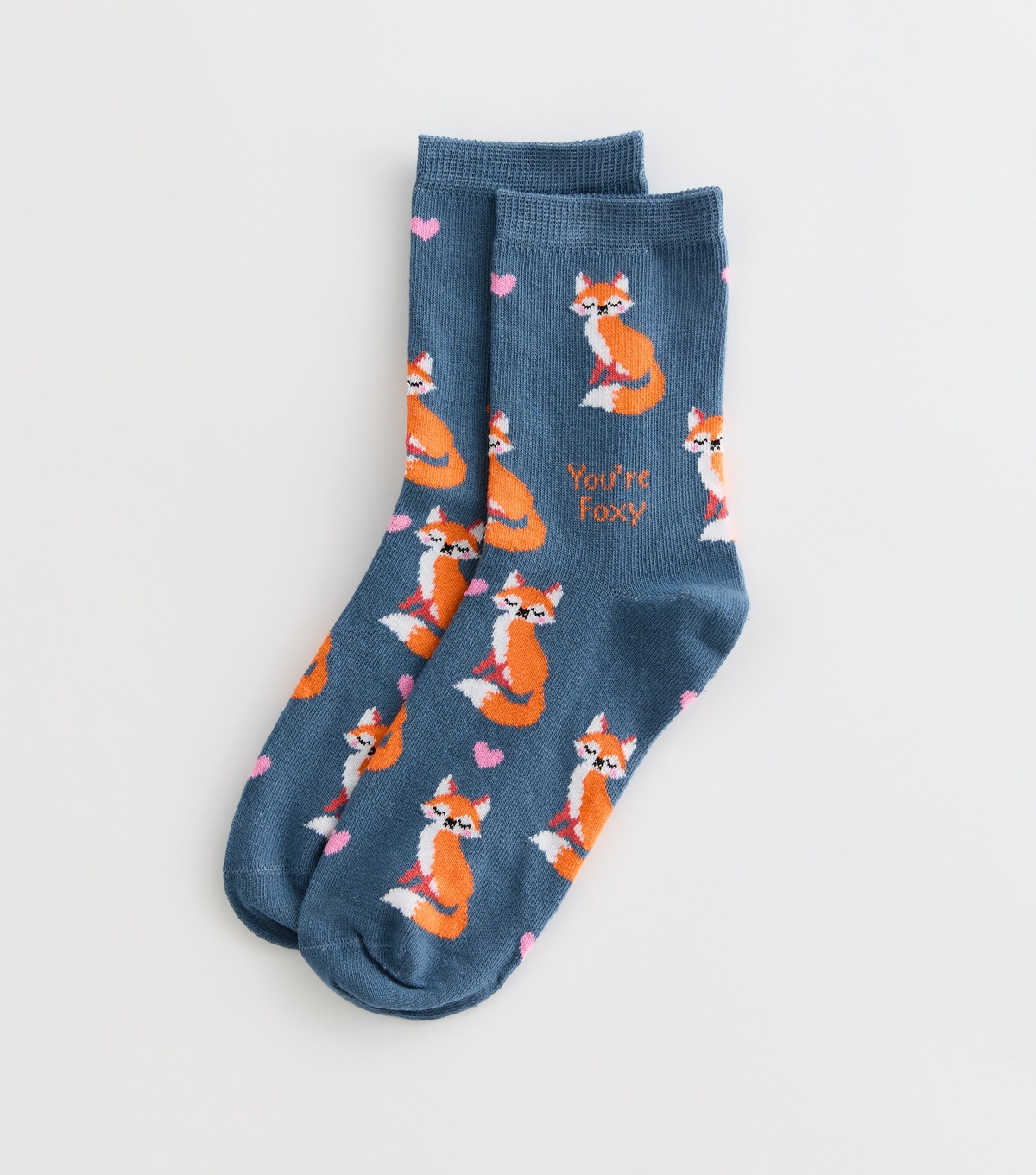 Blue You're Foxy Socks New Look