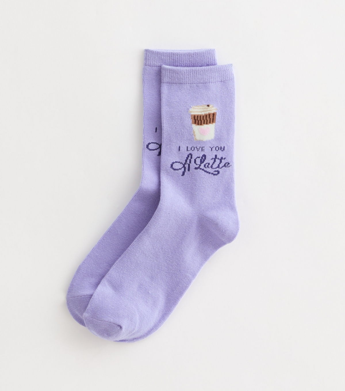 Lilac I Love You A Latte Slogan Socks New Look