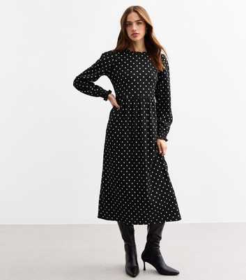 Black Diamond Pattern Smock Midi Dress