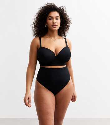 Curves Black High Waisted Micro Thong