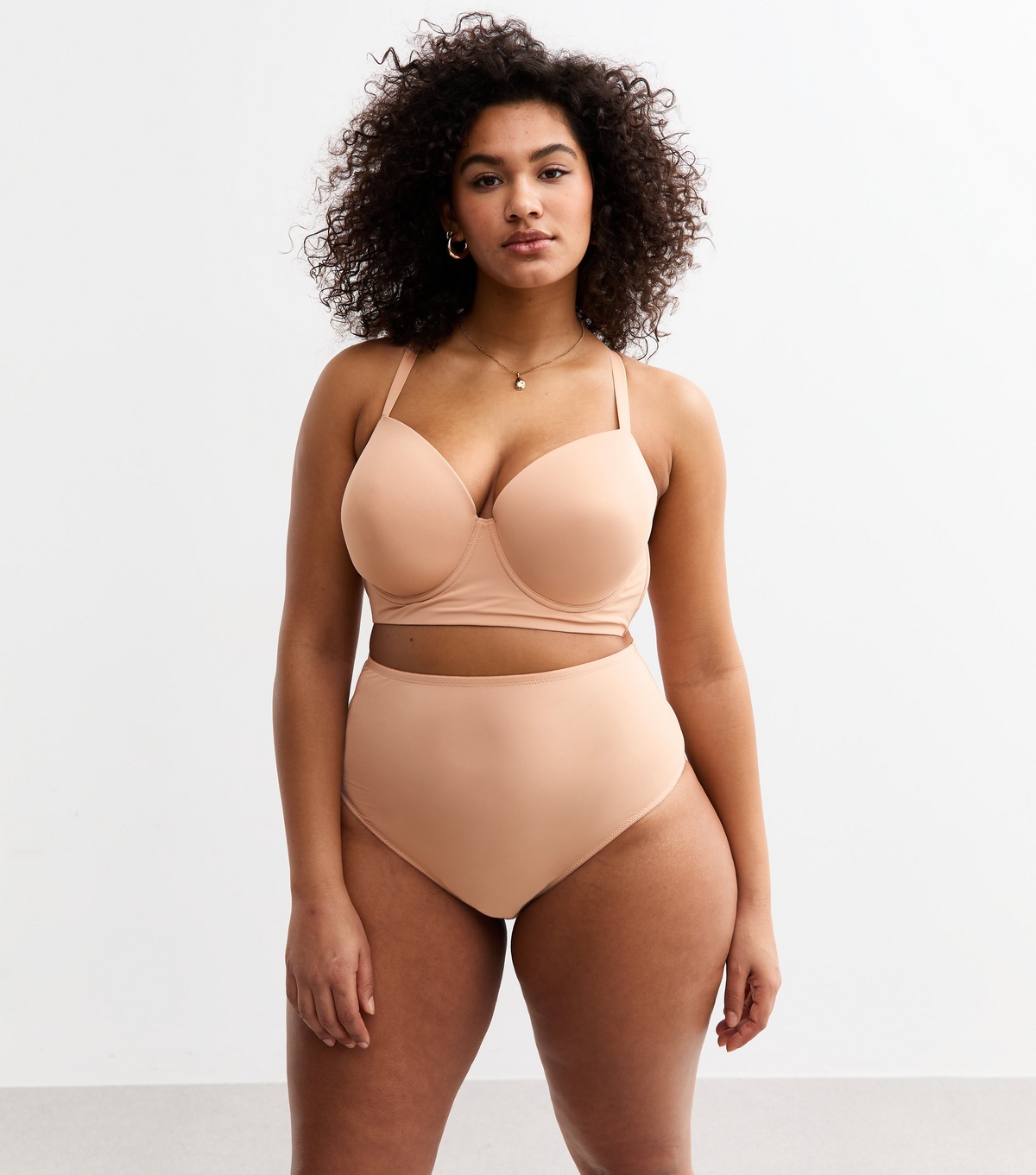 Women's Plus Size Tan Micro High Waisted Brazilian Briefs Curves New Look