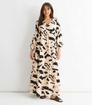 Gini London Cream Animal Print Maxi Dress