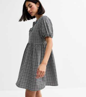 Black Gingham Bow Front Mini Dress