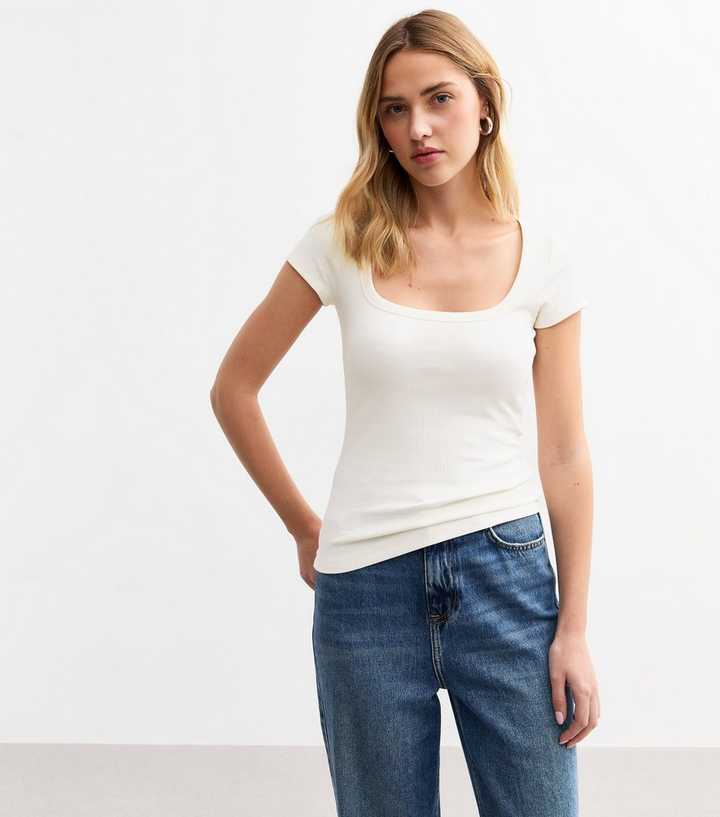 Women's Cream Round Neck Top