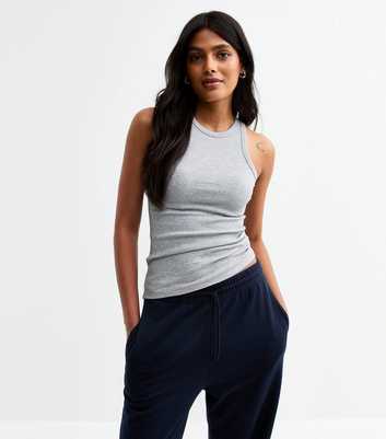 Grey Rib Jersey Racer Vest