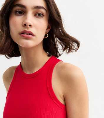 Red Rib Jersey Racer Vest