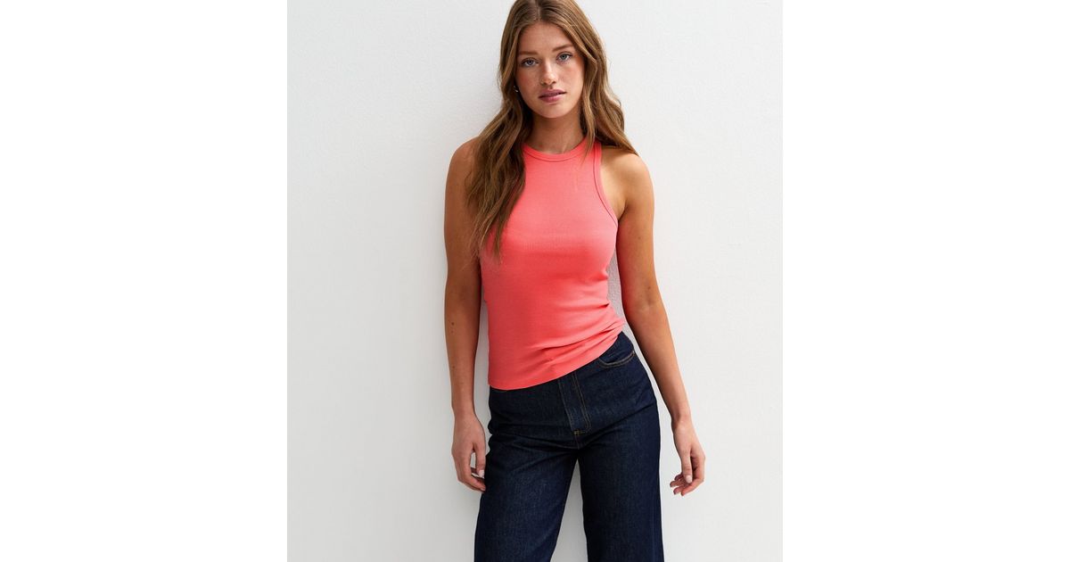 Coral Ribbed Collared Sweater Vest main image 1