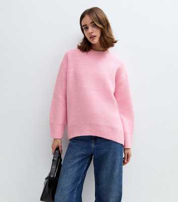 Pink Oversized Crew Neck Jumper