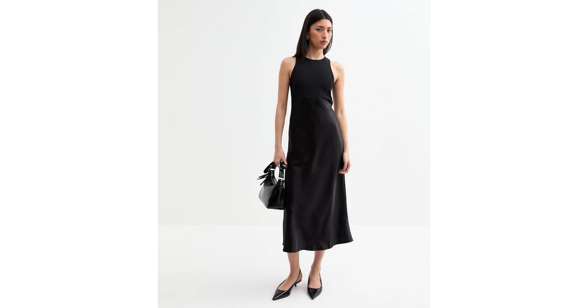 Navy satin skirt