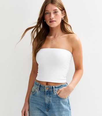 White Jersey Bandeau Top
