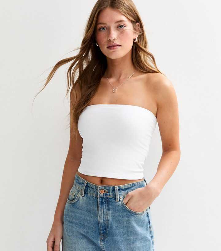 White Jersey Bandeau Top