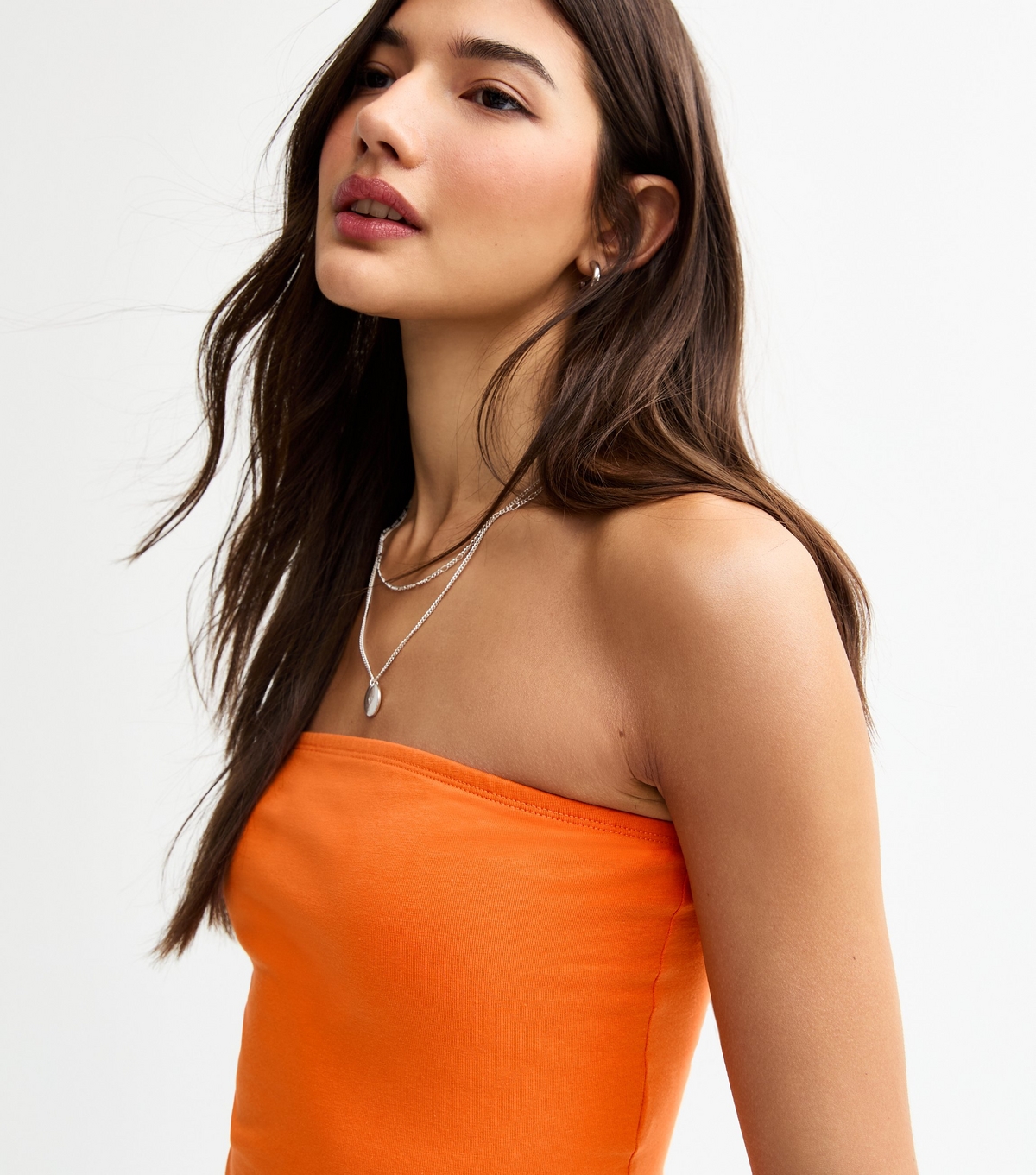 Women's Orange Jersey Bandeau Top New Look