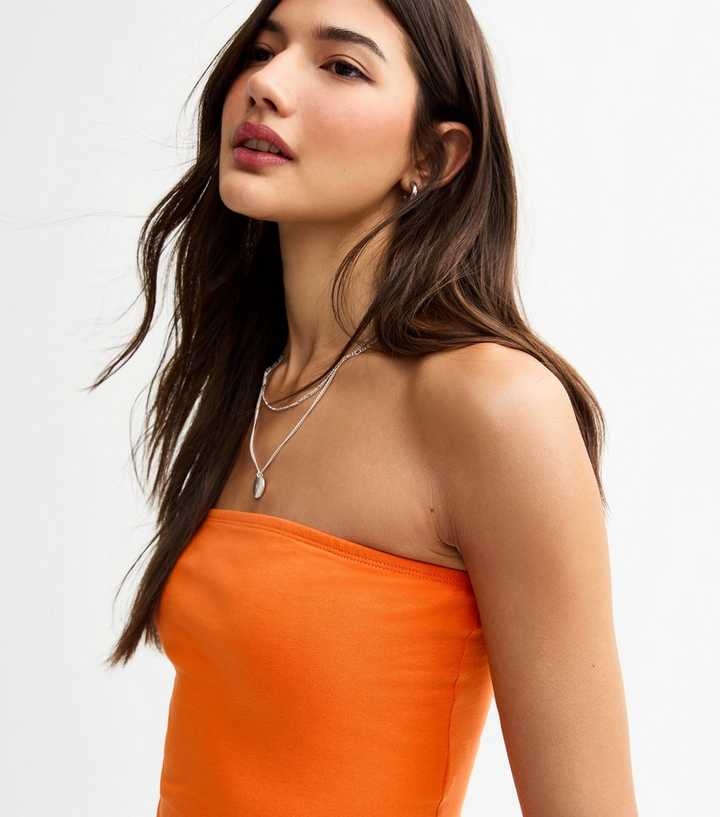 Orange Jersey Bandeau Top