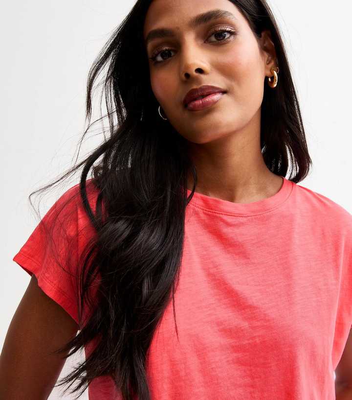 Coral Slit Hem Jersey Top