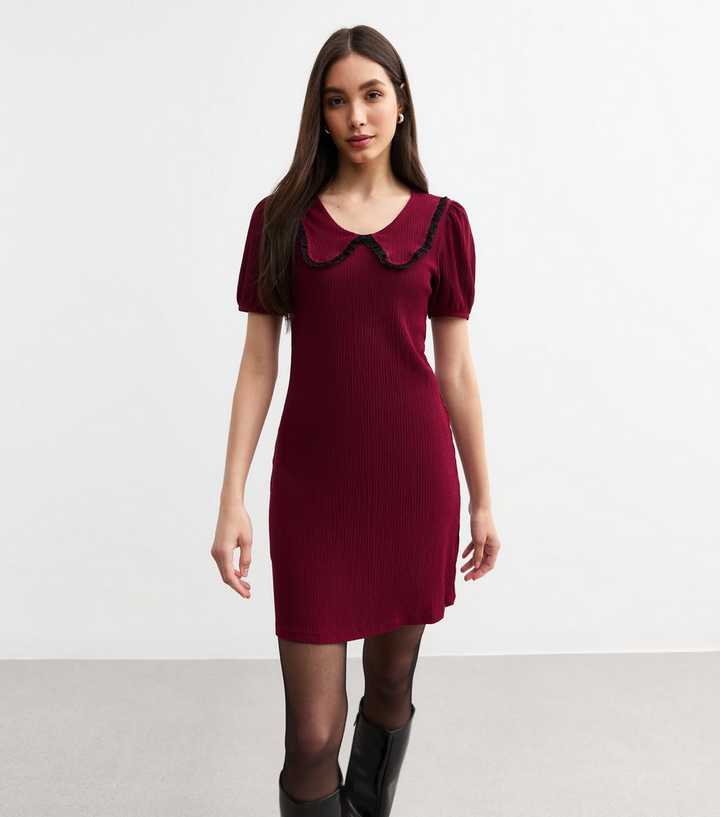 burgundy peter pan collar dress Peter Pan Collar Dress | Pink Meringue Corduroy main image 1