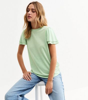 Light Green Flutter Sleeve T-Shirt