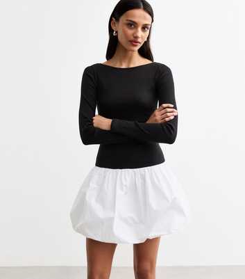 Black And White Bubble Hem Mini Dress