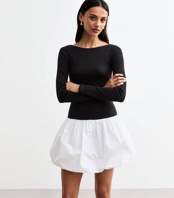 Black And White Bubble Hem Micro Mini Dress | New Look