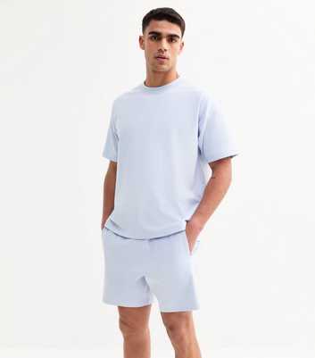 Light Blue Relaxed Panelled Heavyweight Jersey Shorts