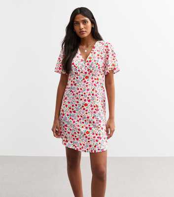 Pink Berry Floral Print Mini Dress