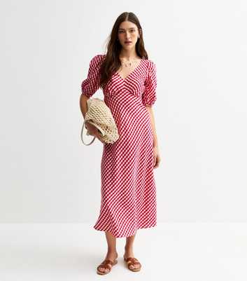 Red Gingham Bow Back Midi Dress