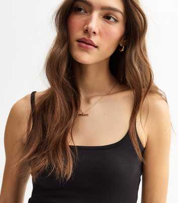 Black Ribbed Scoop Neck Cami Top