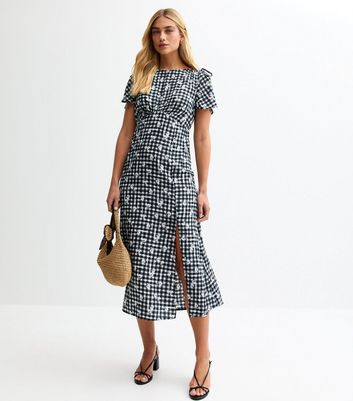 black-gingham-check-floral-
