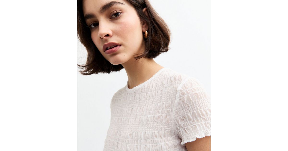 CLARA CROP TOP IN WHITE MESH