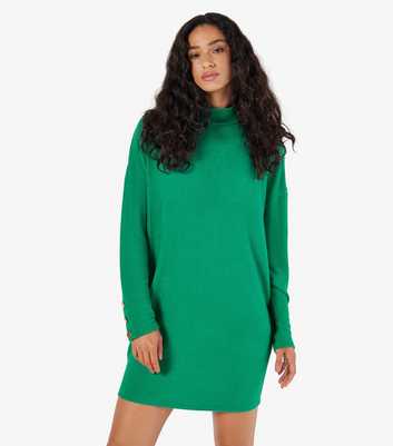 Apricot Green Slouchy Knit Mini Dress