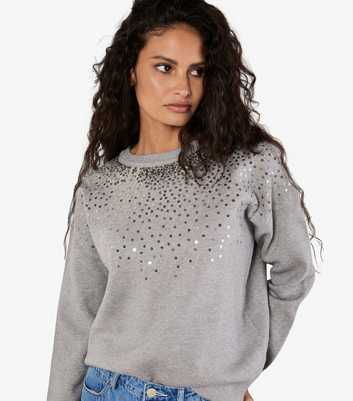 Apricot Grey Sequin Embellished Jumper