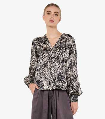 Apricot Light Grey Snake Print Blouse