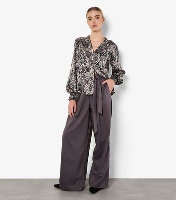 Apricot Light Grey Snake Print Blouse New Look