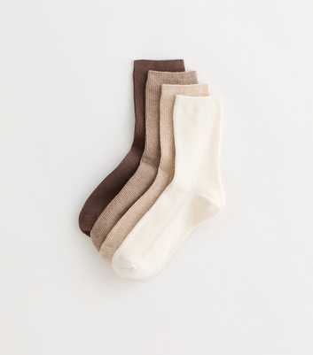 Pack of 4 Multicoloured Ribbed Ankle Socks