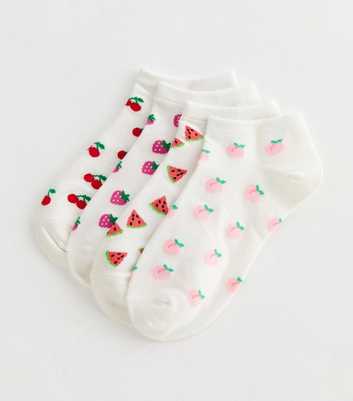 Pack of 4 White Fruit Pattern Trainer Socks