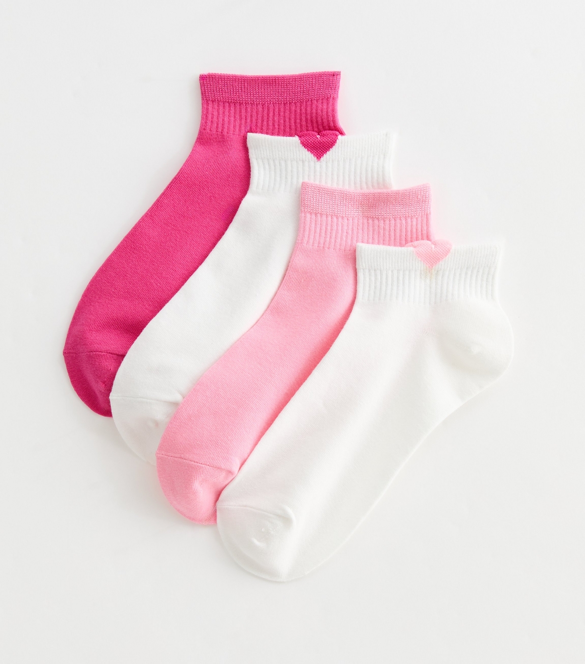 Pack of 4 Pink Heart Detail Trainer Socks New Look