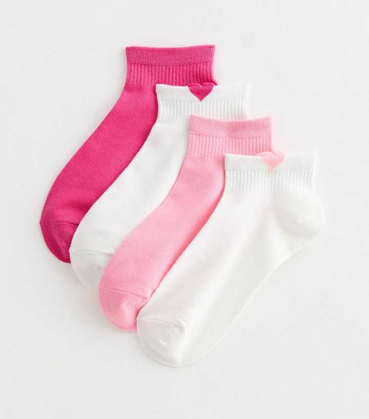 Pack of Pink Heart Detail Trainer Socks New Look