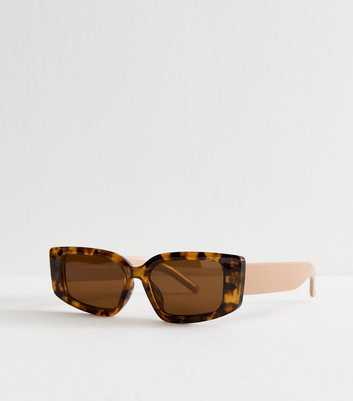 Brown Two Tone Rectangle Frame Sunglasses