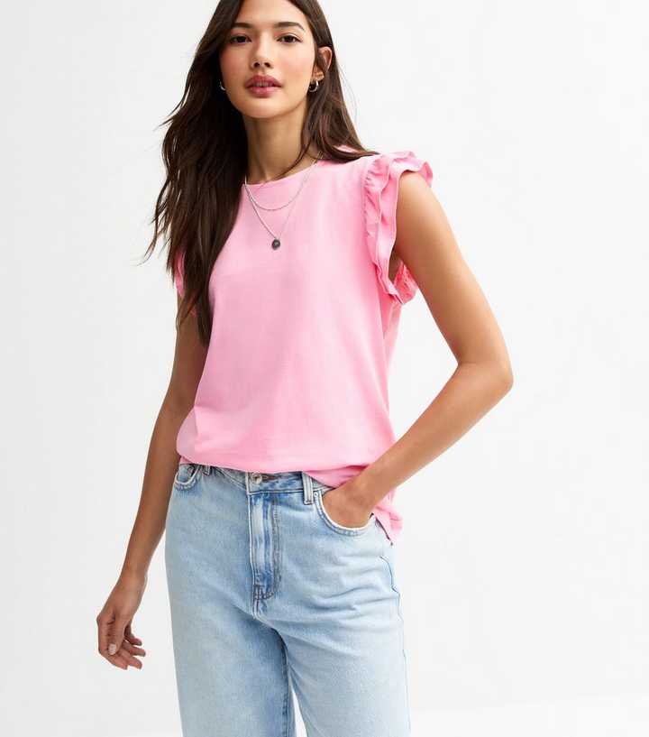 Pink Frill Trim Sleeveless Vest