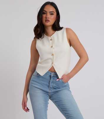 Urban Bliss White Button Through Vest