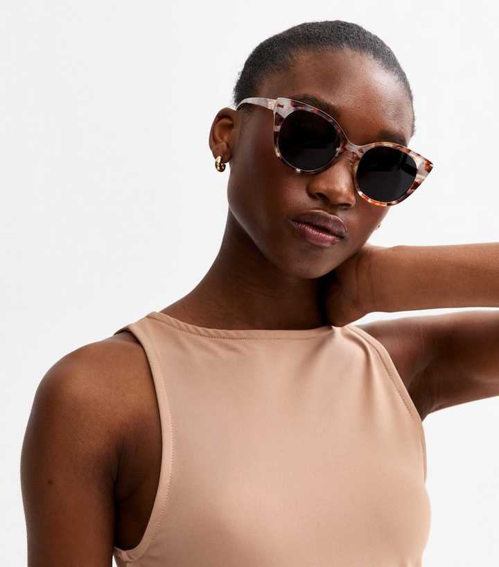 Brown Tortoiseshell Round Cat Eye Sunglasses