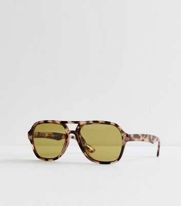 Brown Tortoiseshell Frame Aviator Sunglasses