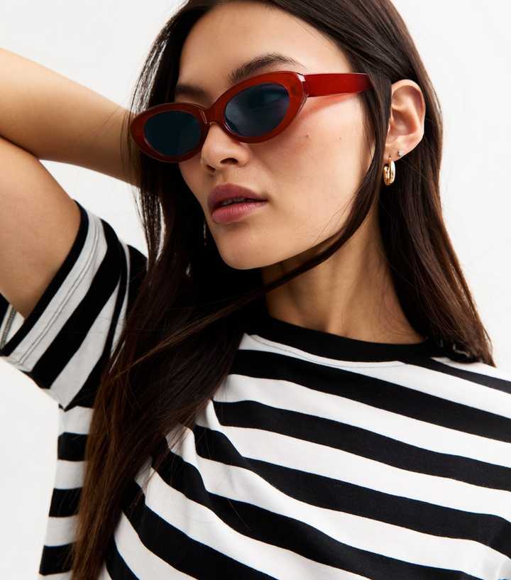 Red Oval Frame Sunglasses