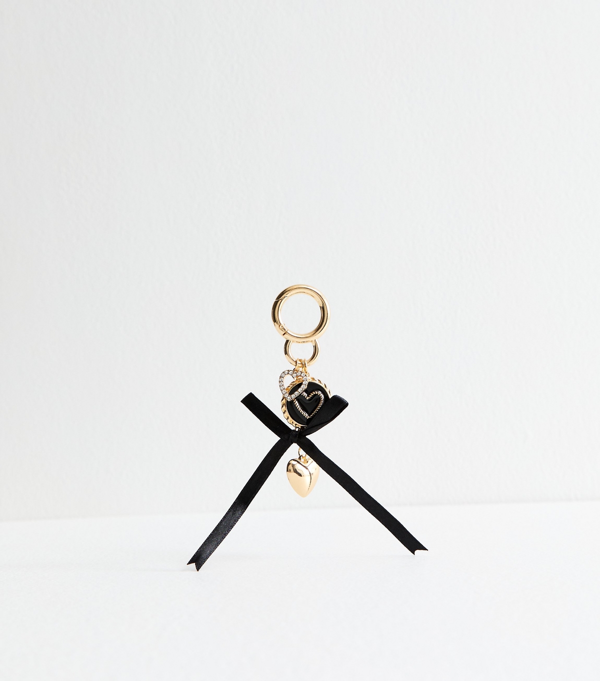 Gold Satin Bow Diamanté Bag Charm New Look