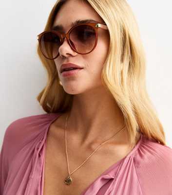 Burnt Orange Oversized Round Sunglasses