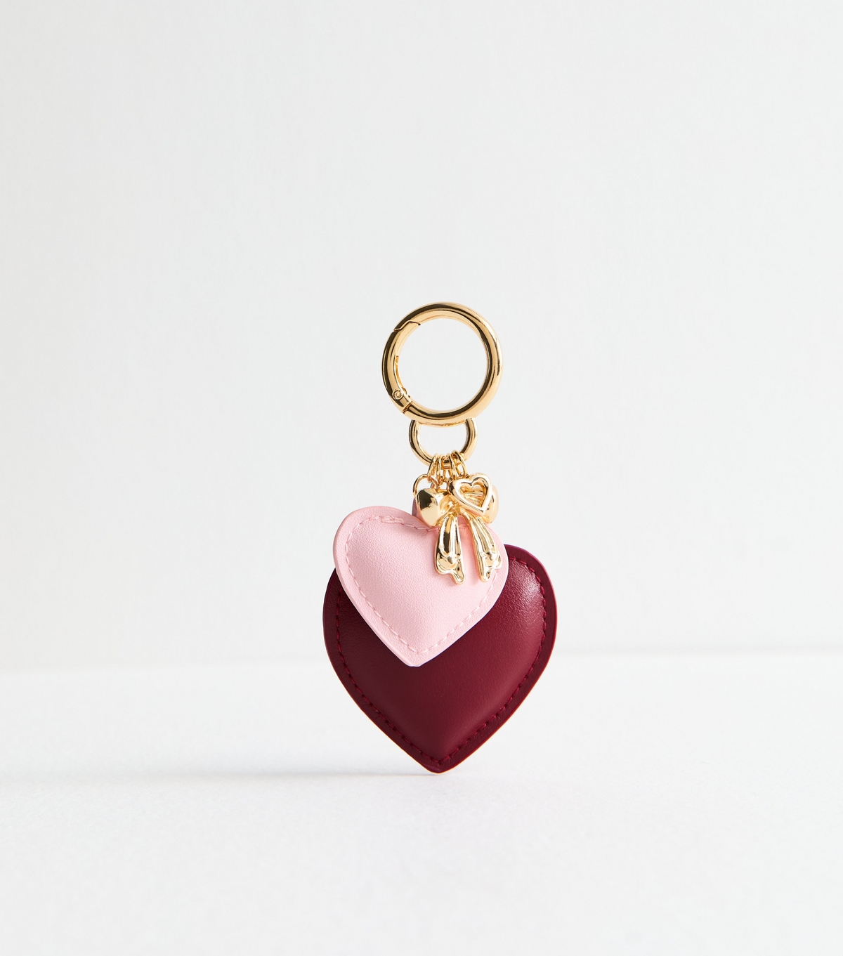 Burgundy Faux Leather Heart Bag Charm New Look