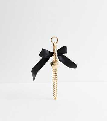 Gold Satin Bow Bag Charm 