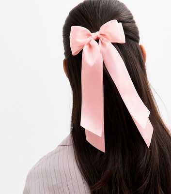 Pink Double Bow Satin Hair Clip