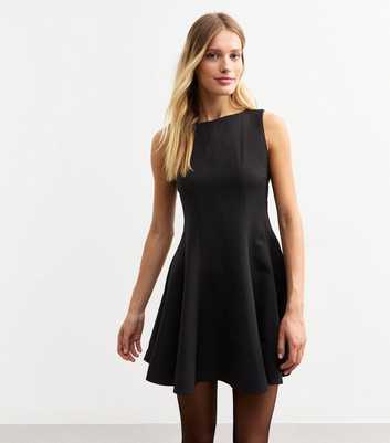 Black Crepe Shift Mini Dress